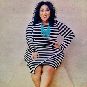 Plus Size Black and White Bodycon Dress